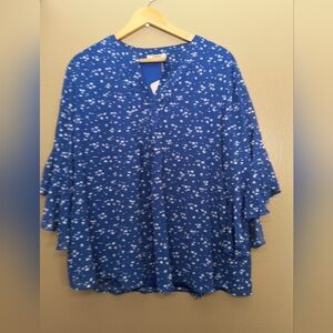 Blue And White Womens, Lined Blouse